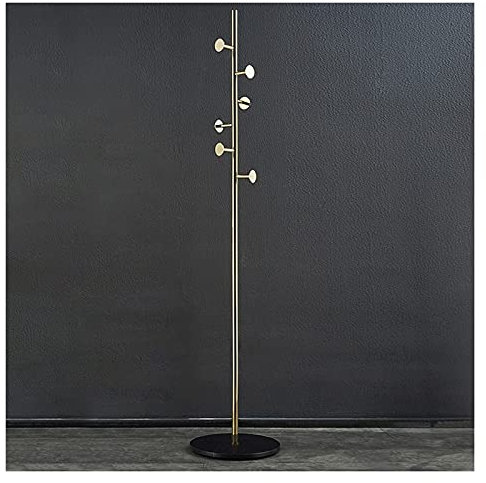 DinganyuEU Standgarderobe, Vollkupfer-Marmor-Kleiderständer, Haushaltsmodernes Schlafzimmer-Kleiderbügel-Lagerregal 35 × 172 cm/13,8 × 67,7 Zoll (Color : Gold)