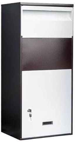 SCBTGKLN Briefkasten, Postkasten, Briefkasten Groß, Freistehender Briefkasten, Zustellung Großer Pakete, Paketbriefkasten aus Stahl(Brown,Large)