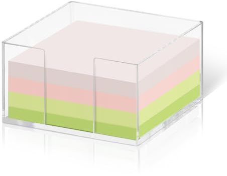 WERJOURU Acrylic Post It Note Dispenser,3 x 3 Sticky Note Holder,Post It Note Holder for Desk,Acrylic Sticky Note Holder for School and Office Desk Organizer