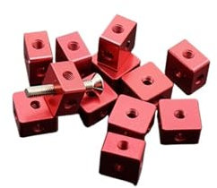 Sechsseitiger Befestigungsblock, Vierkantmutter, Acrylplatten-Verbindungsblock, Chassis-Zubehör, Blockplattenverbindung, drei Seiten, 4 Stück(Red,10x10x10mm)