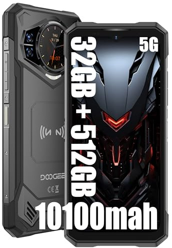 DOOGEE S200 X 5G Simlockfreie Handys (2025), 32GB + 512GB, 10100mAh/33W, Rugged 4G Smartphone Ohne Vertrag, 100MP + 20MP (Vision Nocturne) + 20MP, Android 14 6,72 pollici AMOLED FHD+, NFC (Schwarz)