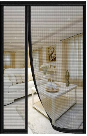Magnétique Moustiquaire Porte Rideau, W190xH235cm Noir Kit à Monter Soi-MêMe pour Porte Moustiquaire MagnéTique, Fermeture Automatique