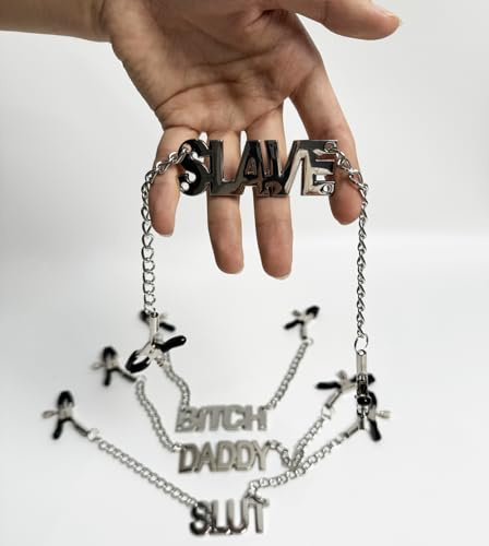 SLAVE Metall Nippelklemmen mit 16,5cm Kette Schamlippen Einstellbare | YILUQIFLY Klitorisclips Brustwarzen Frau Mann Paare Erotische Bondage SM Erwachsene SUBS Flirt Fetisch Erotik Sexspielzeug