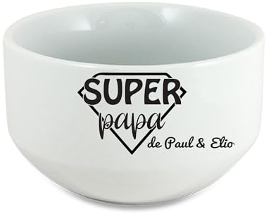 Bol Céramique 600ml Super Papa de [Prénom(s)] – Bol Petit-Déjeuner ou Soupe – Cadeau Fête des Pères Original – Bol Personnalisé Papa – Vaisselle Émotion