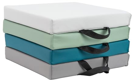 FDP SoftScape 12 inch Square Toddler Floor Cushions with Handles; Flexible Seating for Daycare, Preschool, Playroom; 1.5 inch Deluxe Foam (4-Piece) - Glacier