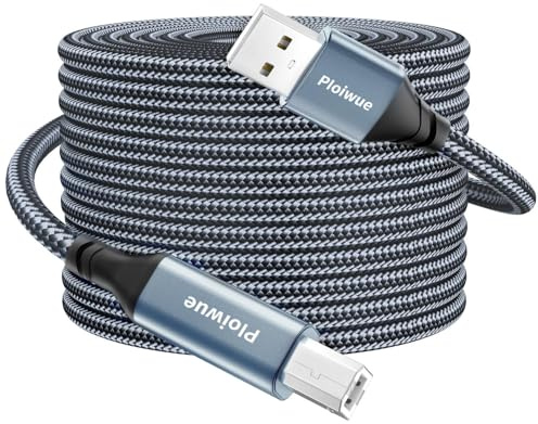 Câble d'imprimante USB 2.0 - 4 m - USB A vers USB B - Câble USB 2.0 type B - Scanner haute vitesse - Compatible avec Lexmark Dell HP Canon Epson Xerox Brother DAC et plus encore - Gris
