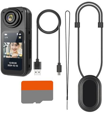 Genérico Thumb Camera, Portable Body Camera with Audio Video Recording, Compact Hands- Wearable Camcorder, HD Mini Sports, 1-Pack Black, for Travel Pet Walking Baby Monitoring Cycling