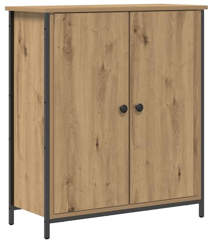 ULUYYUC Vetrinetta Soggiorno Mobile Cucina Salvaspazio Mobiletto da Esterno Mobile Basso Soggiorno - Credenza in Rovere Artigianale 70x30x80 cm Legno ingegnerizzato e Acciaio per Ufficio Cucina