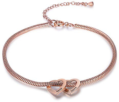 lorajewel Damen Fußkettchen mit Namen Personalisierte Herz Anhänger Fußkettchen Geschenk für Damen Muttertag Geburtstag Weihnachten