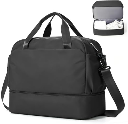 Resväska Duffelväska dam 45x36x20 Easyjet Handbagageväska Sportväska Weekendväska Badväska Vattentät resväska Duffelväska Fitnessväska Träningsväska Sjukhusväska med skofack,C02 Svart