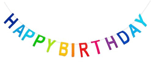 1 Stück Schon Genäht Happy Birthday Girlande, Wiederverwendbarer Geburtstagsbanner aus Stoff, Geburtstag Girlande für Kind Erwachsene