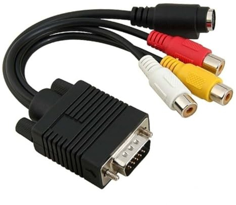 NUOBESTY Vga to 3 Rca Converter Adapter Cable with Plastic and Metal Construction, Black Colour, Compatible with Video Equipment for Smart Tv and Projector Connections