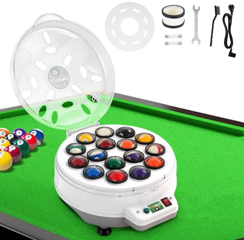 YJINGRUI Automatic Billiard Ball Cleaner, 16 Pool Ball Cleaner Polisher | Cleaning & polishing, wrench & brush included, for 57.2mm pool, stable base, quiet operation