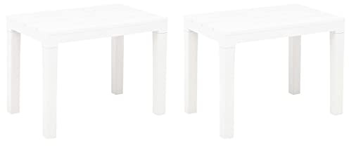 QZZCED Set mit 2 Gartenbänken aus weißem Kunststoff, wetterfest und leicht zu reinigen, mit Oberfläche in Holzoptik, für den Außenbereich, Terrassen- und Terrassenmöbel,