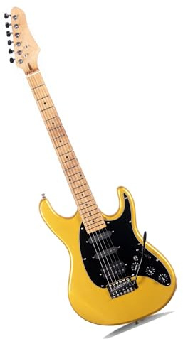 Elektrische Gitarre Professionelles E Gitarren Spiel Und Übungsinstrument Geeignet Für Anfänger(Gold)