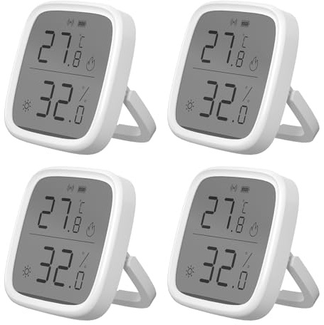 SONOFF Zigbee Indoor Temperature Humidity Sensor, SNZB-02D LCD Zigbee Thermometer Hygrometer, Works with Alexa, Google Home for Remote Monitoring and Home Automation, ZigBee 3.0 Hub Required, 4-Pack