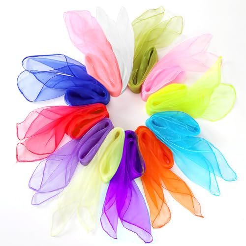 Jongliertücher für den Kindergarten Akrobatik geeignet Mehrfarbige 12PCS | tanzschals buntes jongliertuch gymnastiktuch chiffon einfarbige nylon schals seidentücher für künstlerische aufführungen