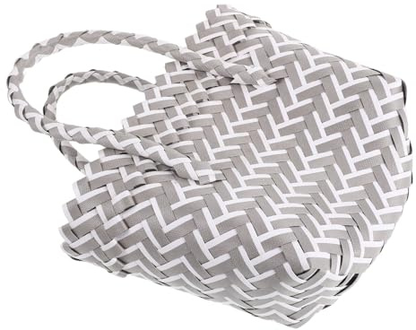Veemoon Cestino e Facile da Pulire con Manici in Plastica Intrecciato Portaoggetti Resistente Farmhouse Decorativo per Organizzare, Verdura Picnic in Spiaggia