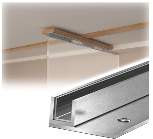 Rostfritt stål F-formade skiljevägg fixeringsremsor för badrum dusch dörr spår kanal, passar glas/akryl/träpanel