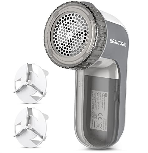 BEAUTURAL Levapelucchi Elettrico Portatile, Togli Pelucchi Elettronico, Leva Pelucchi Elettronico per Vestiti e Mobili, Con 2 Velocità, 2 Lame Sostituibili, Rimozione di Pelucchi, Togli (Grigio)
