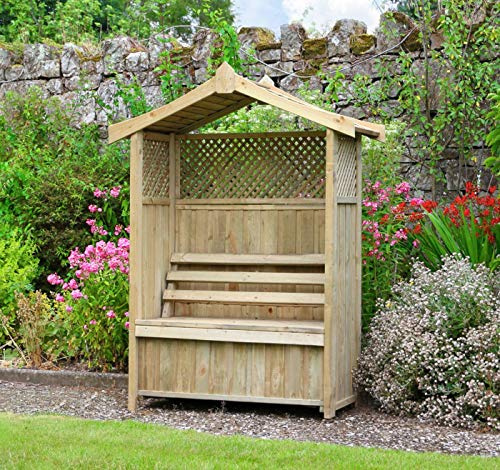 Barcelona Garden Arbour Seat Pergola Trellis Wood Arch Bench Corner Storage Patio Furniture - 10 year warranty against rot