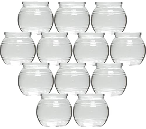 gouveo 12er Set Teelichtglas 175 ml (0,175 l) Teelichtglas Kugel Ø 8 x 7 cm offen, Klarglas transparent als Teelichthalter/Windlicht für Tischdeko, Dessertglas, Mini-Vase