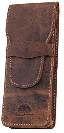 Greenburry Vintage Federmäppchen Stiftmäppchen Stiftebox-Leder Braun - 16x6,5x2 cm