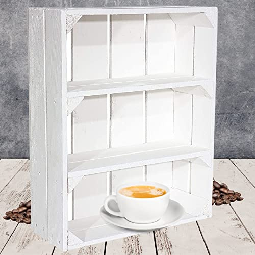 Vintage Möbel 24 GmbH Regalkiste Flach mit 3 Fächern Shabby Chic Serie 50x40,5x16cm
