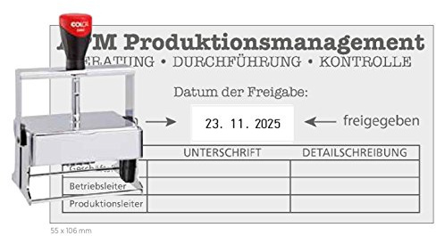 Stempel Heavy Duty Expert Line 3960 | Datumstempel mit individueller Textplatte/Logo | kompatibel für Microban | 55 x 106 mm -11 Zeilen Abdruckfarbe rot