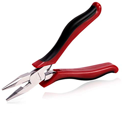 SPEEDWOX Long Nose Pliers 5 Inches Micro Wire Cutters Side Cutting with Spring Multi Use Mini Precision Fine Pliers Functional Professional Jewelry Making Tool Serrated Jaws Chrome Vanadium Steel