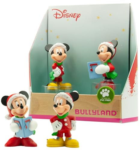 Bullyland 15074 – Jeu de Figurines Walt Disney Mickey et Minnie dans Un Costume de Noël, Figurines peintes à la Main, sans PVC, Superbe Cadeau pour Les garçons et Les Filles pour Jouer l'imagination