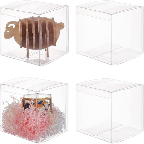 BENECREAT 10 Stück 12x12x12 cm Klare PVC Würfel Geschenkboxen mit Schutzfilm - Hochzeitsbevorzugung, Valentinstag, Muttertag, Geburtstag, Partydekoration