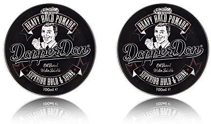 Dapper Dan Pomata Extra Forte per Uomini, Tenuta Forte e Alta Lucentezza, Prodotto per lo Styling dei Capelli Uomini a Base d'Olio, Solubile in Acqua, Profumo di Liquirizia e Vaniglia, 2 x 100 ml