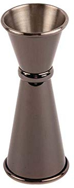 Olympia Banded Jigger Gunmetal 25ml/50ml - Schwarzer Edelstahl Cocktail-, Spirituosen- und Wein-Messbecher (Jigger), Präzises Getränkemessen DR626