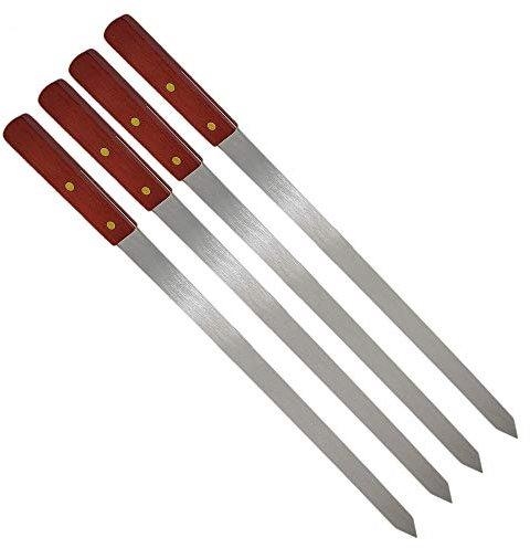 4 Stücke Flache Grillspieße Edelstahl, Adana Spieße, 60cm Fleischgabel Extra Lange Schaschlikspieße, Fleischspieße Grillzubehör für Grillbesteck