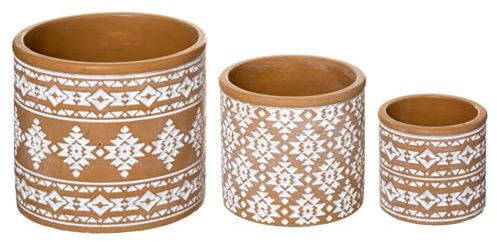 Lot de 3 Pots de Fleurs en Ciment décor Hacienda - Atmosphera