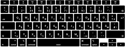 MiNGFi Deutsche QWERTZ Tastaturschutz für MacBook, A2179/A2337, EU/ISO | Für MacBook Air 13 A2179 (2020), A2337 (M1, 2020-2022), F1-F12 mit halber Höhe, Touch ID, Silikon, Schwarz