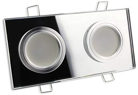LED Einbaustrahler klar 2-fach 6,5 Watt warmweiß 230V flach - Einbauleuchte eckig aus Glas - Einbau-Spot Decken-Strahler Deckeneinbaustrahler Deckenspot Deckeneinbauleuchte