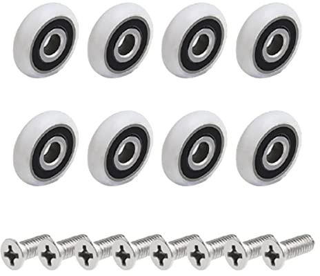 DAZZLEEX Lot de 8 roulettes de rechange pour porte de douche - Diamètre des roues : 19 mm