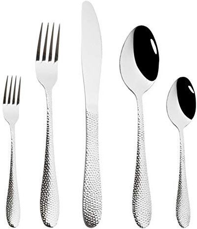 5 stücke Champagner Besteck Set Edelstahl Geschirr Set Service Messer Tee Gabel Löffel Besteck Küche Wohnwaren Geschirr Set essgeschirr (Color : Silver)