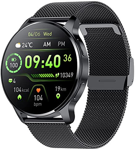 Orologio Smartwatch Donna Uomo Chiamate Rotondo con 360 * 360 Risoluzione IP67 Impermeabile 20 Sport APP Notifica Promemoria per Android iPhone