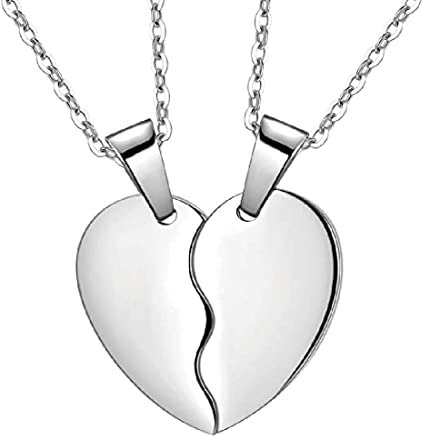 ARHZ 2 Pezzi collana cuore spezzato Collana a Cuore Magnetico, collane bff,Collana per Coppie con Magneti a Cuore, Puzzle di Collane Magnetiche per Coppie