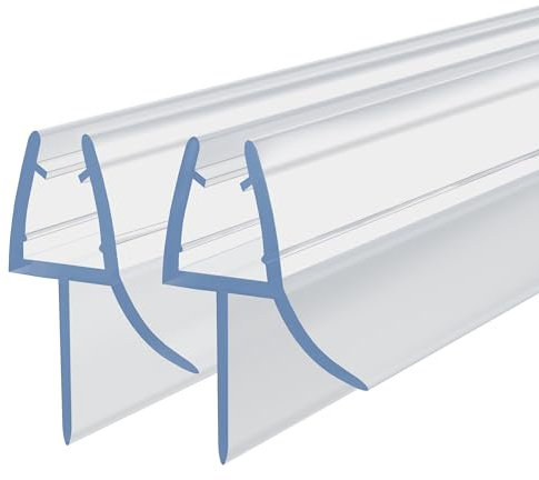 HNNHOME Junta de ducha, 1 metro para grosor de cristal de 6 – 8 mm, junta para mampara de baño y mampara de ducha, sella hasta 20 mm desde (recta x 2)