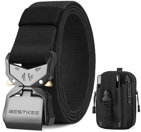 BESTKEE Taktischer Gürtel, 3,8 cm Militär Arbeitsgürtel, Schwerlast Nylon Gürtel mit, Geschenk mit Taktischem Molle-Beute
