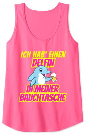 Damen Delfin in meiner Bauchtasche Party Outfit Sommer Mallorca Tank Top
