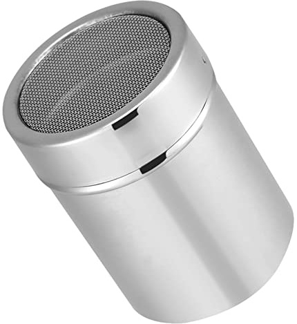 Powder Shaker, Stainless Steel Fine Mesh Shaker Powder Sugar Shaker with Lid Cinnamon Cocoa Shaker Cocoa Sifter for Kitchen Baking Cooking
