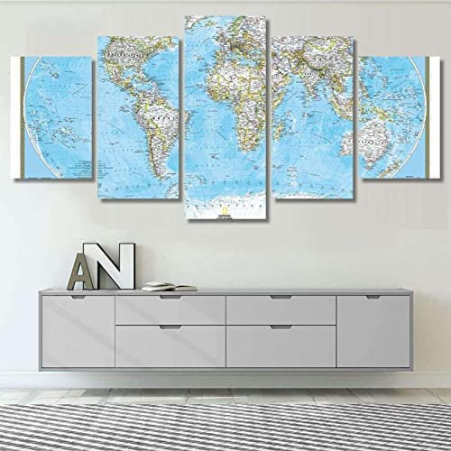 5 Teilig Leinwand Wanddeko Weltkarte Poster Hd Bilder Leinwanddrucke 5 Stück Gemälde Modern Wohnzimmer Wohnkultur Geschenk Mit Rahmen 150 X 100 Cm Schlafzimmerbürohotelwandkunstfoto