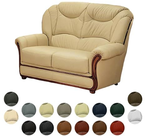 MyVorrei 2-Sitzer-Sofa aus echtem Leder, hergestellt in Italien, 135 x 95 cm, Höhe 102 cm, in 16 Farben erhältlich