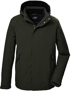 killtec funktionell jacka/utomhusjacka för män med dragkedja huva KOW 4 MN JCKT, mörk moss, XXL, 41843-000