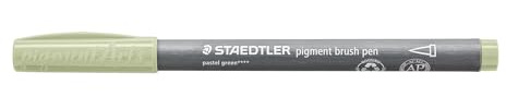 STAEDTLER brush pen pigment Arts, pastellgrün, pigmentierte Premium-Zeichentusche, Pinselspitze für variable Linienbreite, wasserfest, schnelltrocknend, 10 brush pens im Kartonetui, 371-507